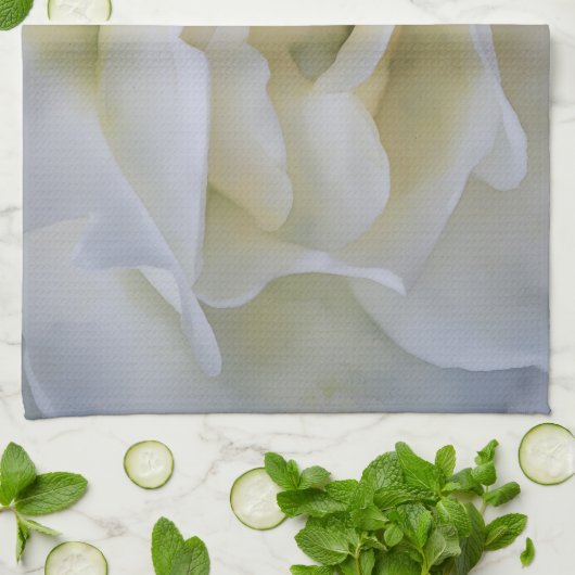 Witte Rozenblaadjes Bloem Bloemen Art Keuken Handd Theedoek (Gevouwen)