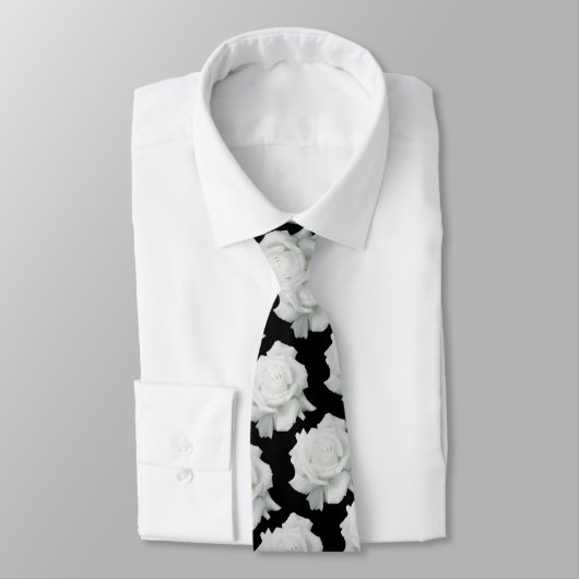 Witte Rozenblaadjes Necktie Stropdas (Gebonden)