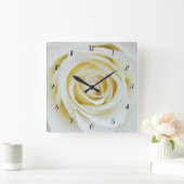 Witte rozenbloem Acrylwand Vierkante Klok (Huis)