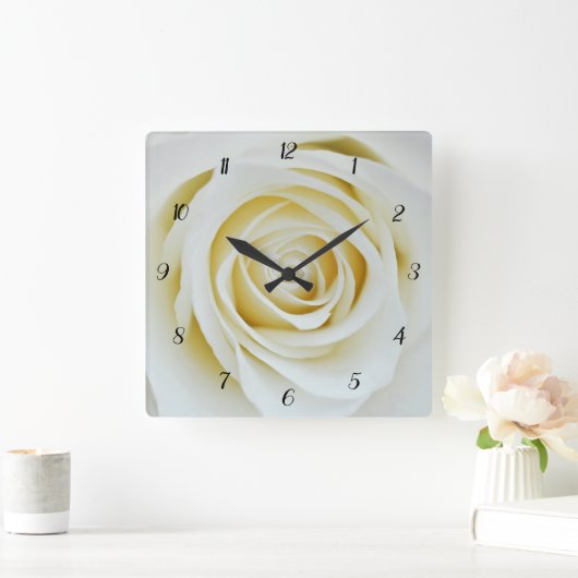 Witte rozenbloem Acrylwand Vierkante Klok (Huis)