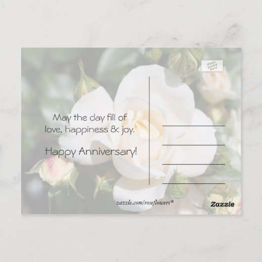 witte rozenbloem briefkaart (Achterkant)