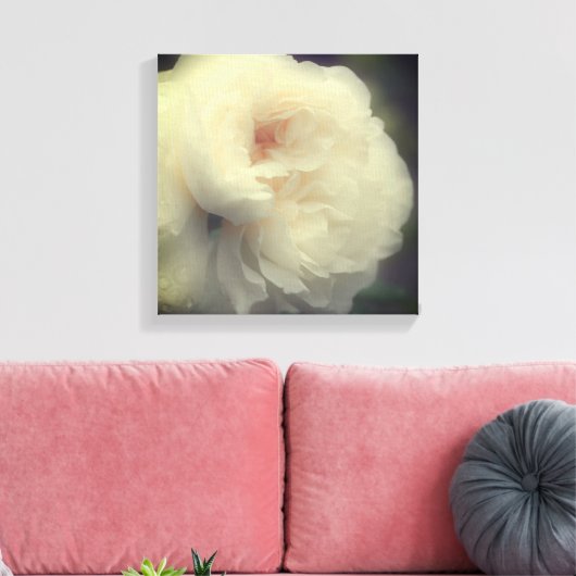 Witte rozenbloem canvas afdruk (Insitu (Woonkamer))