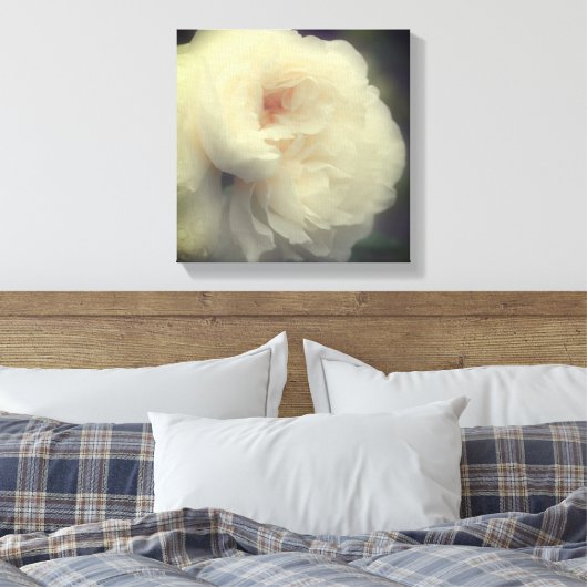 Witte rozenbloem canvas afdruk (Insitu (Slaapkamer))