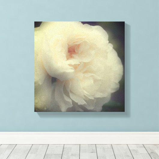Witte rozenbloem canvas afdruk (Insitu (Houten vloer))