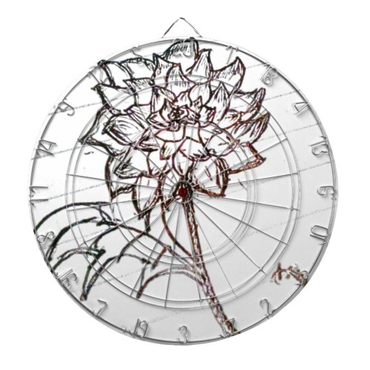 witte rozenbloem dartbord (Voorkant)