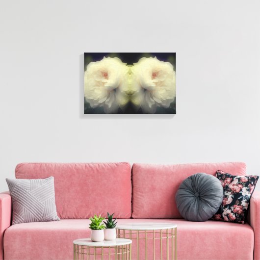 Witte rozenbloem in bloei Abstract Canvas Afdruk (Insitu (Woonkamer))