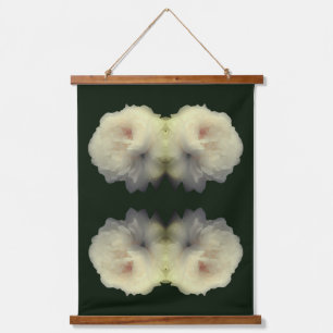 Witte rozenbloem in volle bloei Abstract Hangend Wandkleed