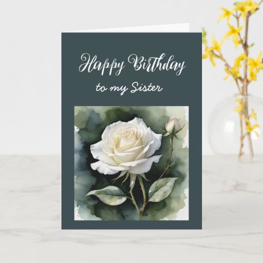  witte rozenbloem voor de verjaardag van zuster kaart (Gele Bloem)