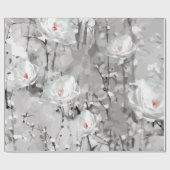 Witte rozenbloem winterbloemgrijs cadeaupapier (Vlak)