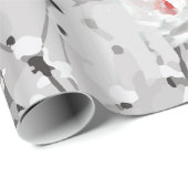 Witte rozenbloem winterbloemgrijs cadeaupapier (Rol Hoek)