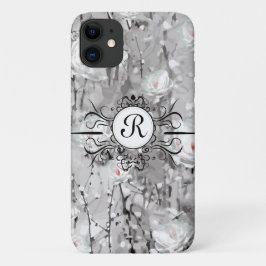 Witte rozenbloem winterbloemgrijs Case-Mate iPhone case