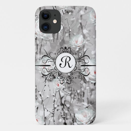Witte rozenbloem winterbloemgrijs Case-Mate iPhone case (Achterkant)
