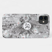 Witte rozenbloem winterbloemgrijs Case-Mate iPhone case (Achterkant (horizontaal))