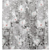 Witte rozenbloem winterbloemgrijs douchegordijn (Voorkant)