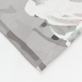 Witte rozenbloem winterbloemgrijs fleece deken (Hoek)