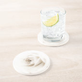 Witte rozenbloem zandsteen onderzetter (Zijkant)