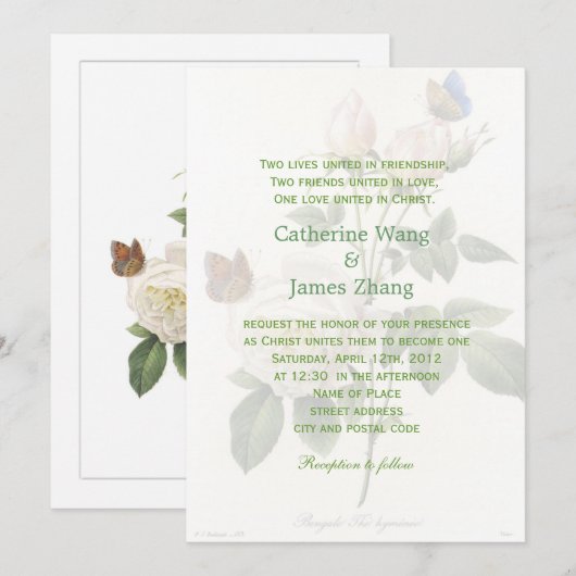 witte rozenbloemen Christelijke bruiloft Kaart (Voorkant / Achterkant)