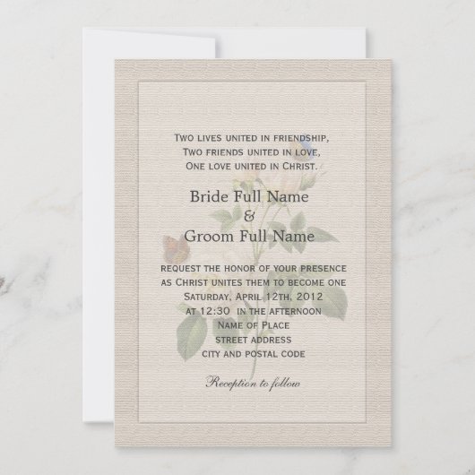  witte rozenbloemen Christelijke bruiloft Kaart (Voorkant)