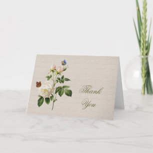 witte rozenbloemen dank u bedankkaart