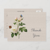  witte rozenbloemen dank u briefkaart (Voorkant / Achterkant)