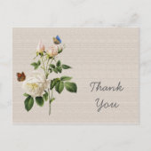  witte rozenbloemen dank u briefkaart (Voorkant)