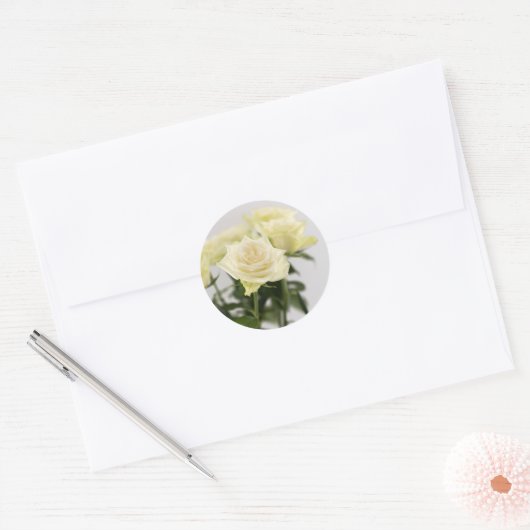 Witte rozenbloemen Elegante bloemenfoto Ronde Sticker (Envelop)