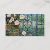 witte rozenbloemen en gedroogde ijzeren gewas visitekaartje (Achterkant)