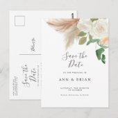 Witte rozenbloemen florale eucalyptus Sla de datum Briefkaart (Voorkant / Achterkant)