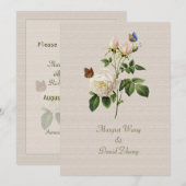  witte rozenbloemen met uitzondering van de datum save the date (Voorkant / Achterkant)
