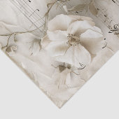 Witte rozenbloemen  muziekblad ephemera tissuepapier (Detail)