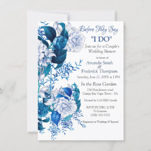 Witte rozenbloemen op blauw patroonpapier kaart