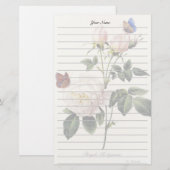 witte rozenbloemen, Pierre Joseph Redouté Briefpapier (Voorkant / Achterkant)