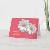 Witte rozenbloemen prettige feestdagen (Voorkant)