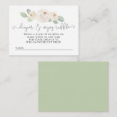 Witte rozenbotanische luier Raffle Baby shower Informatiekaartje (Voorkant / Achterkant)