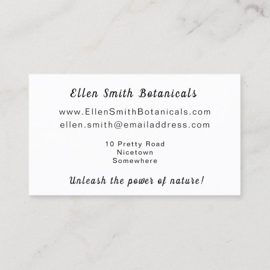 Witte rozenflora US visitekaartje (Achterkant)