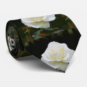 Witte rozenflorale mode stropdas (Opgerold)