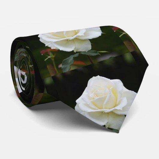 Witte rozenflorale mode stropdas (Opgerold)