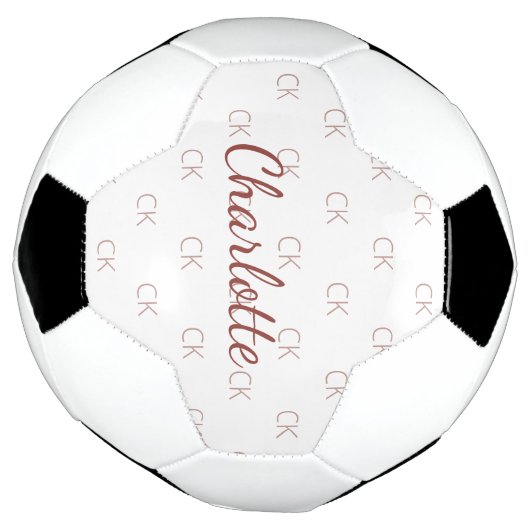 Witte rozengoudmonogram initiaal naam voetbal (Gedraaid)