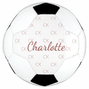 Witte rozengoudmonogram initiaal naam voetbal
