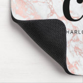 Witte rozengoudmonogram initialen marmer muismat (Hoek)