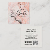 Witte rozenmarmer op website en QR-code ivoor Vierkante Visitekaartje (Voorkant / Achterkant)