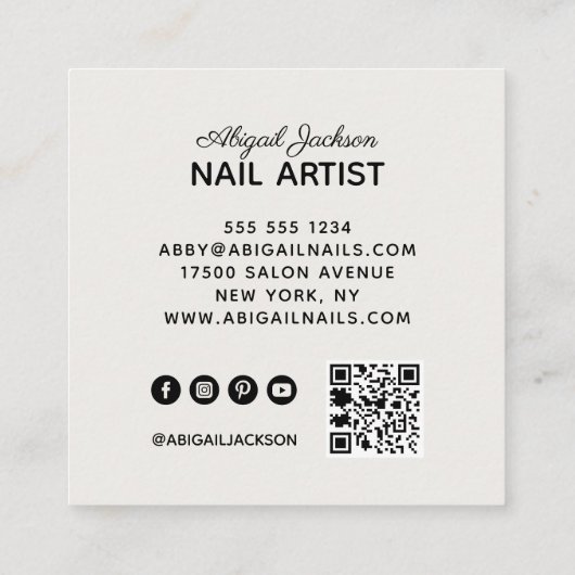 Witte rozenmarmer op website en QR-code ivoor Vierkante Visitekaartje (Achterkant)