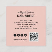 Witte rozenmarmer op website & QR-code roze Vierkante Visitekaartje (Achterkant)