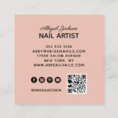 Witte rozenmarmer op website & QR-codepaar Vierkante Visitekaartje (Achterkant)