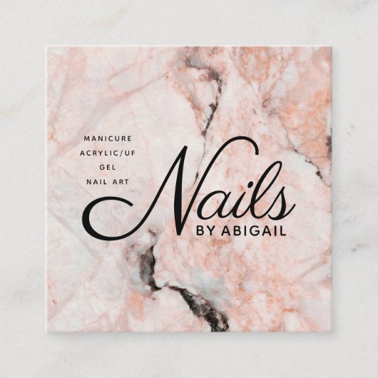 Witte rozenmarmer op website & QR-codepaar Vierkante Visitekaartje (Voorkant)