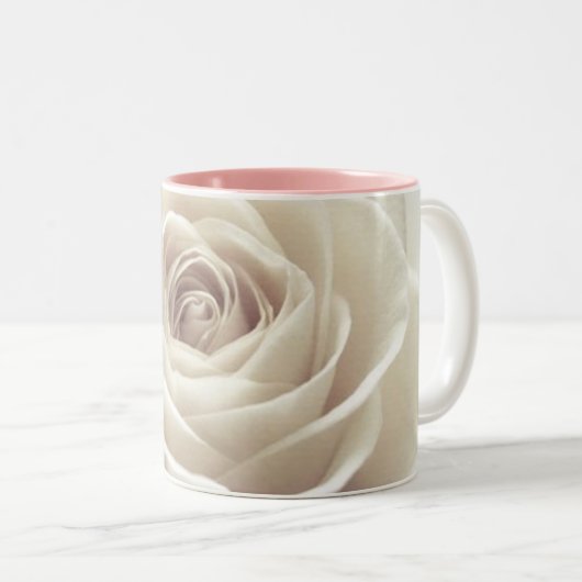 witte rozenmok tweekleurige koffiemok (Voorkant rechts)