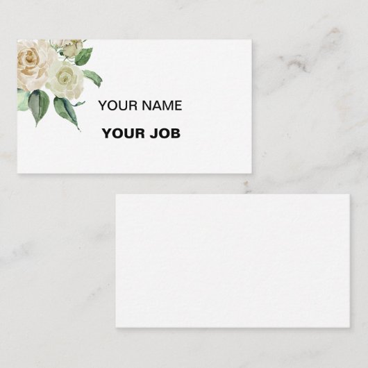 Witte rozennamecard visitekaartje (Voorkant / Achterkant)