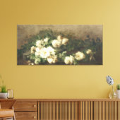 witte rozenolie canvas afdruk (Insitu (Woonkamer))