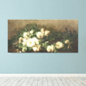 witte rozenolie canvas afdruk (Insitu (Houten vloer))