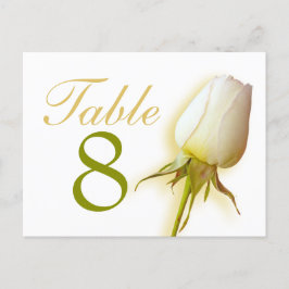 Witte rozenstaafje trouwtafel nummer 1-9 briefkaar briefkaart